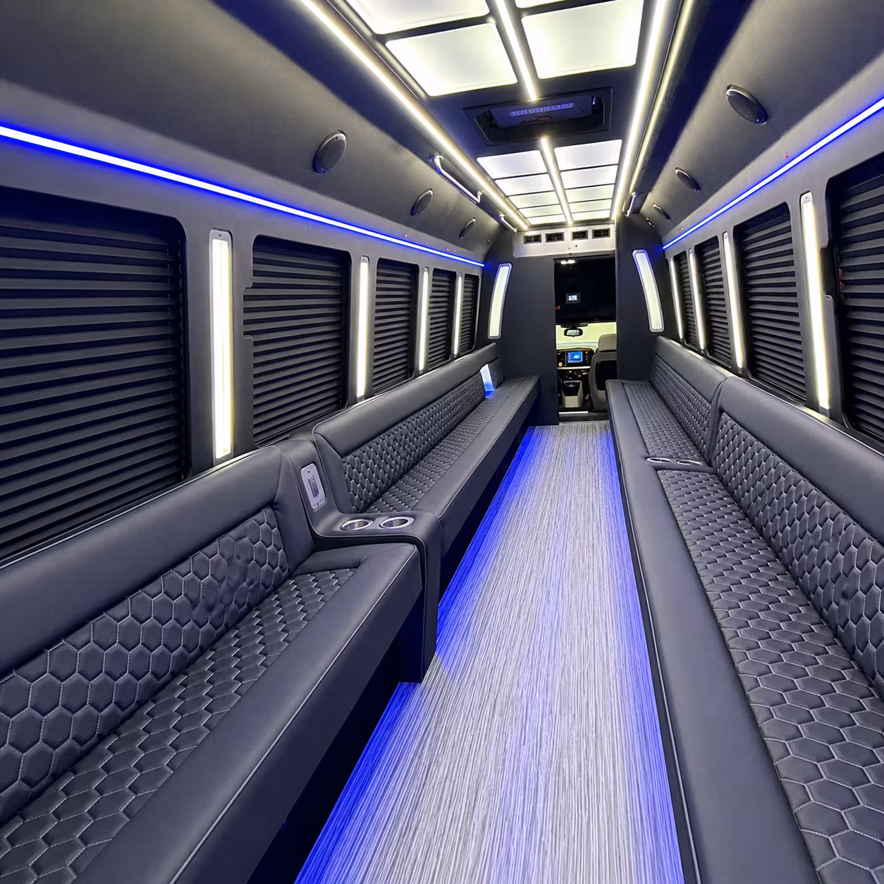 orange party bus rental interior