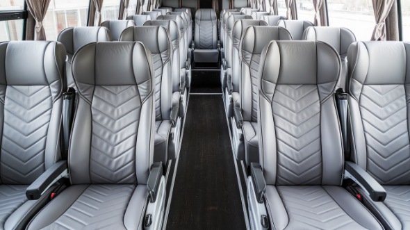 orange 56 passenger charter bus interior